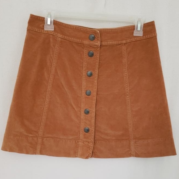 Madewell Burnt Orange Velvet Mini Skirt Sz 8 - Picture 4 of 9